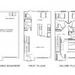 The Saddle Rock Way townhouse community offers three-bedroom, two full bathroom floor plans. This one shows an unfinished basement.