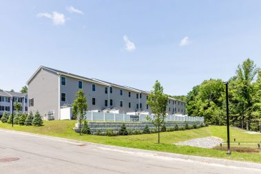 Patio of a 3 Bedroom Unit in the Saddle Rock Way, a high-end townhouse community by Socha Companies in Manchester NH