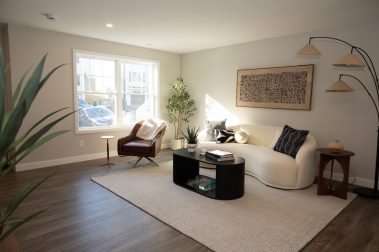 Living Room of a 3 Bedroom Unit in the Saddle Rock Way, a high-end townhouse community by Socha Companies in Manchester NH