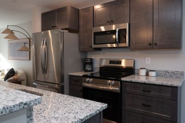 Kitchen of a 3 Bedroom Unit in the Saddle Rock Way, a high-end townhouse community by Socha Companies in Manchester NH
