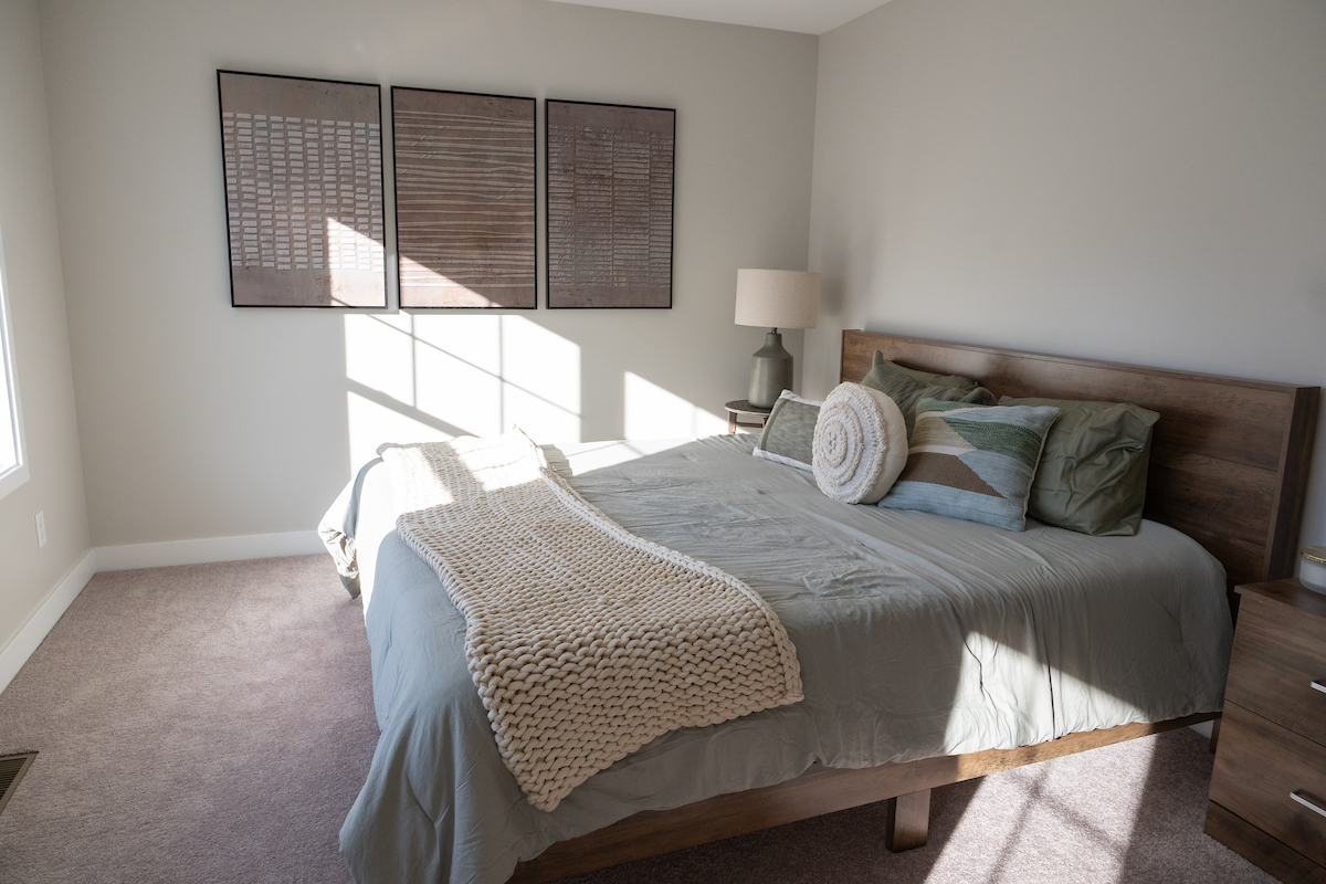 Master Bedroom of a 3 Bedroom Unit in the Saddle Rock Way, a high-end townhouse community by Socha Companies in Manchester NH