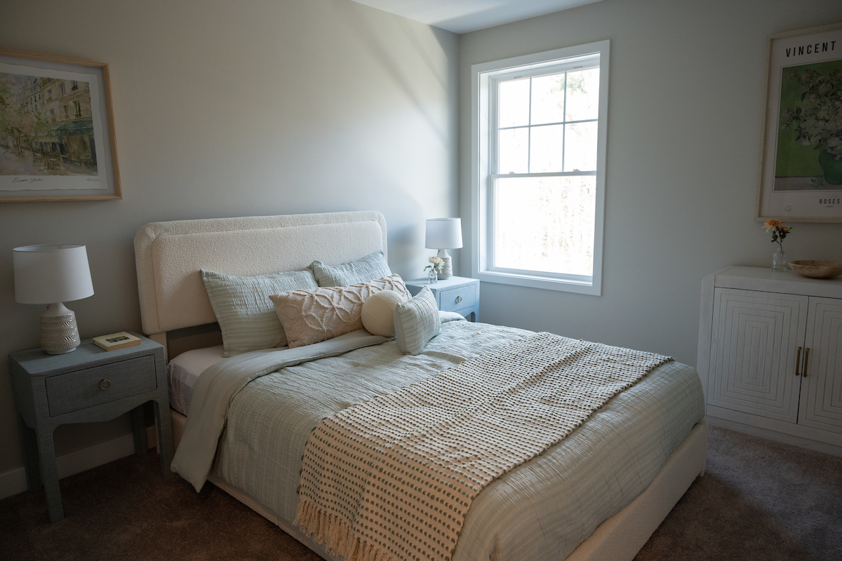 Bedroom of a 3 Bedroom Unit in the Saddle Rock Way, a high-end townhouse community by Socha Companies in Manchester NH